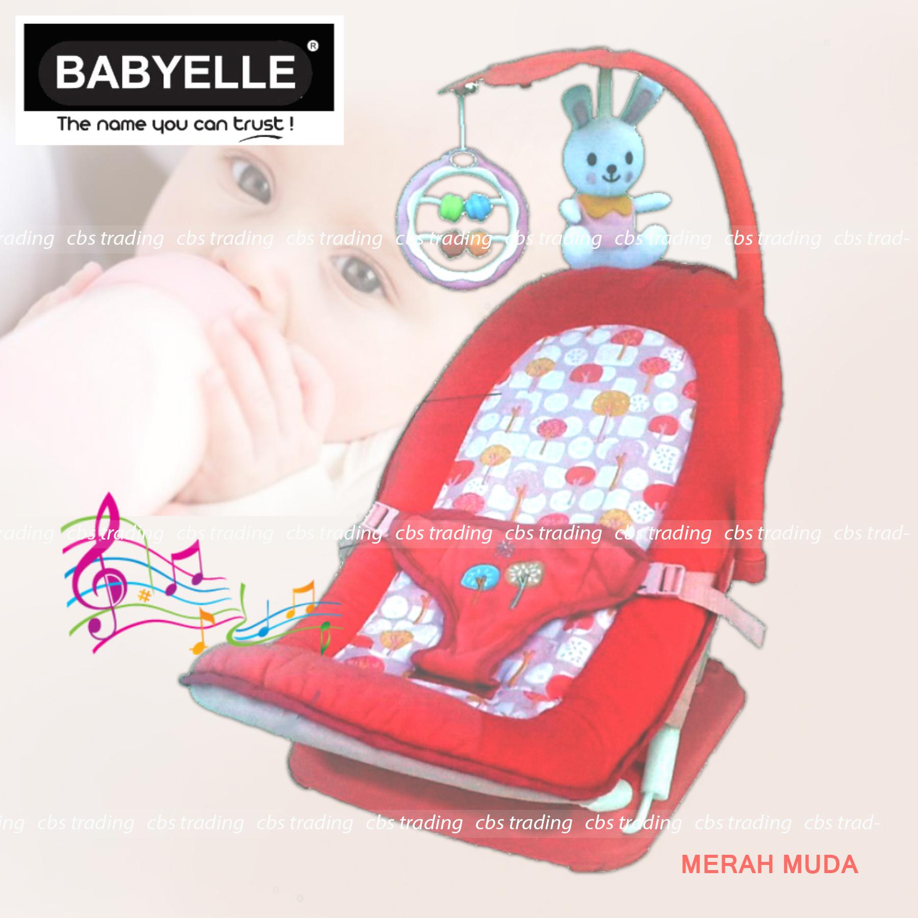 Babyelle Fold Up Infant Seat With Melodies And Soothing Vibrations - Baby Elle Kursi Lipat Bayi - Merah Muda