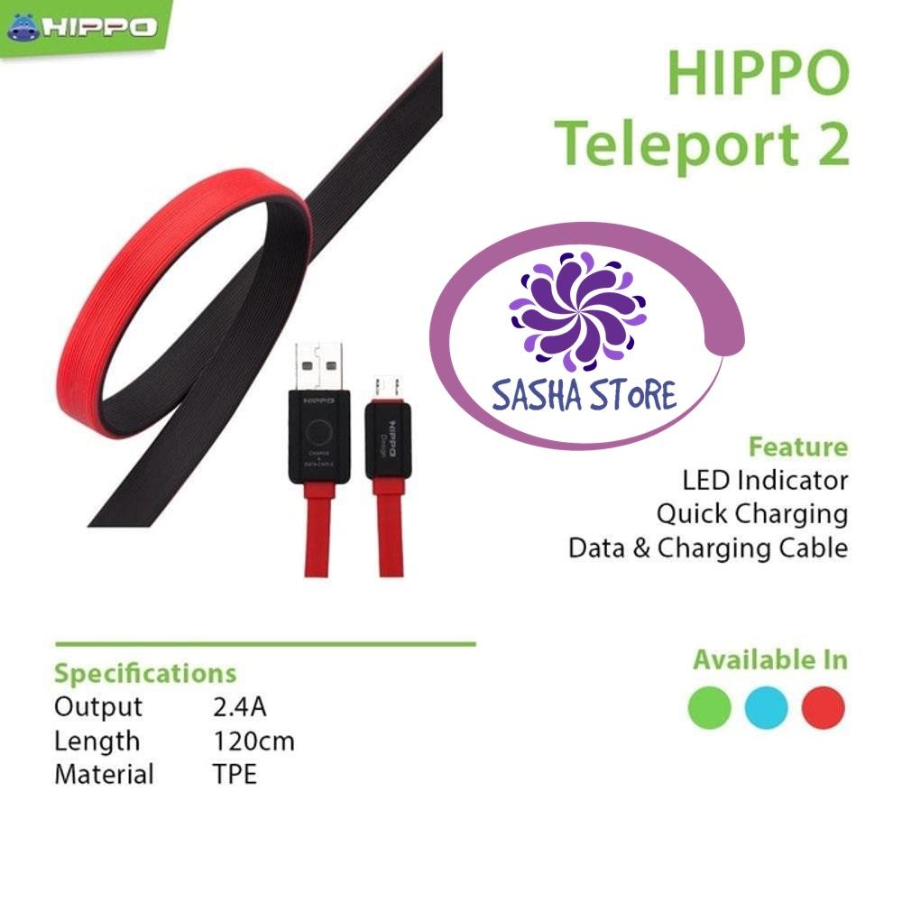 SS Kabel Data Charger Hippo Teleport Versi 2 Micro USB Fast Charging 120 Cm Samsung Xiaomi Vivo Asus Zenfone - MERAH