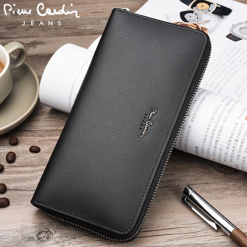 Pierre Cardin Dompet Kulit Pria Pria Tas Serbi Kasual (Hitam)