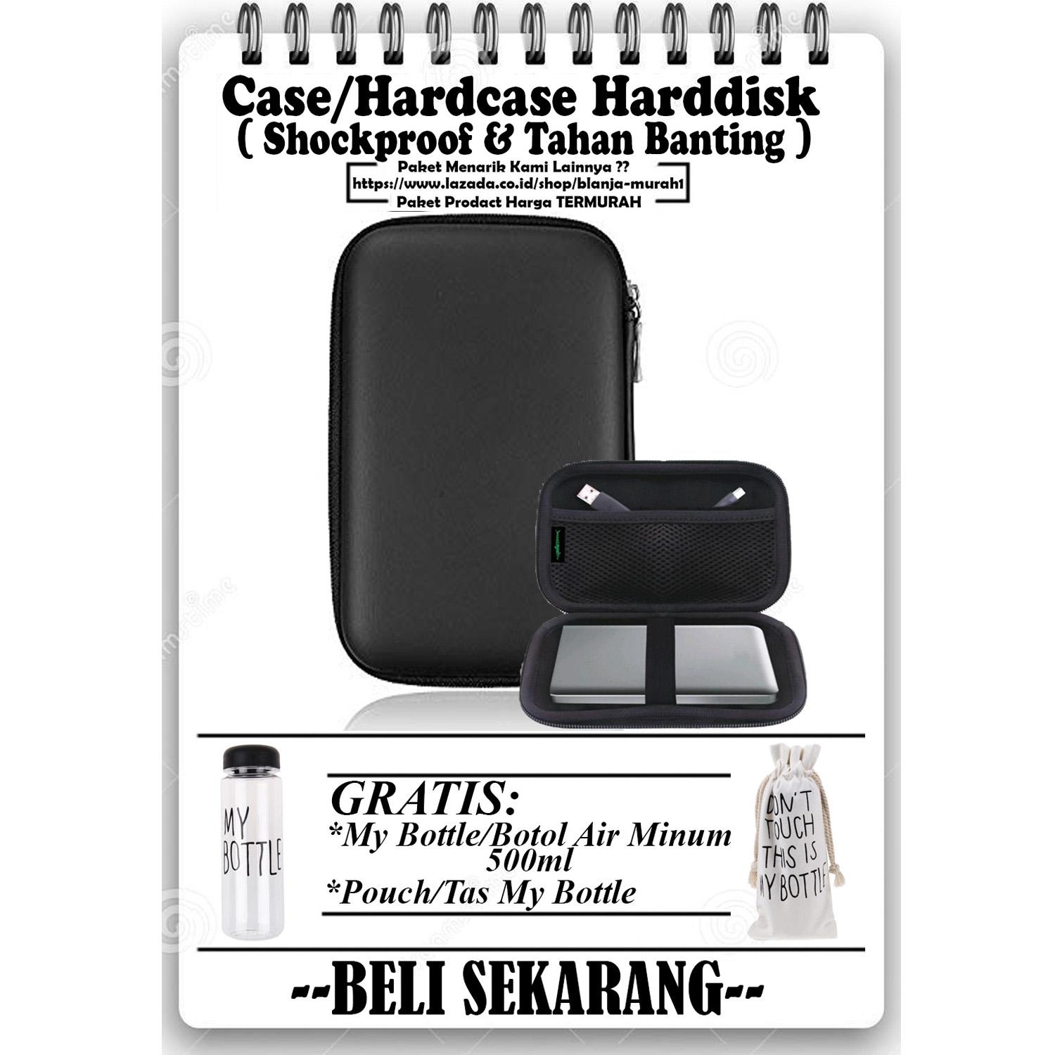 Promo Case harddisk Hard Case Shockproof Tas Hardisk / Powerbank Tahan Banting for External HDD 2.5 inch Pouch Bag - Black - GRATIS My Bottle / Botol Air Minum 500ml