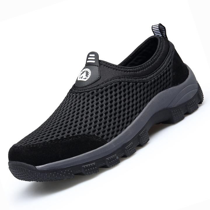 EU39-46 Sepatu Olahraga Ukuran Besar Pria Berkualitas Tinggi Sepatu Daki Gunung Super Bernapas Sepatu Malas Malas Sepatu Jala Sepatu Mendaki Pria olahraga Sneakers Daki Gunung Sepatu Malas Selip-On Loafer Jaring Sepatu