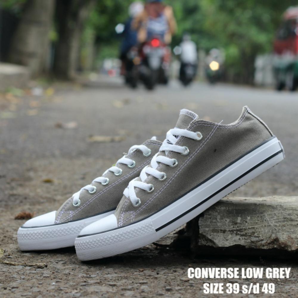 Sepatu Casual Harian Sekolah Kuliah Converse Allstar CT Mono GREY Low Pria Wanita+BOK