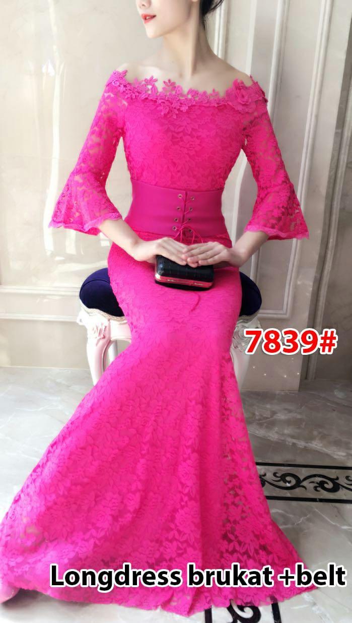 7839# baju pesta import / gaun pesta import / baju pesta brokat / longdress fashion / gaun panjang import