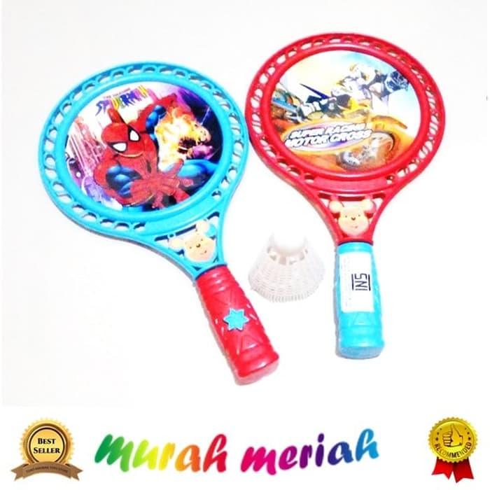 set alat olah raga badminton 2 raket dan 1 kok plastik mainan anak lagi diskon
