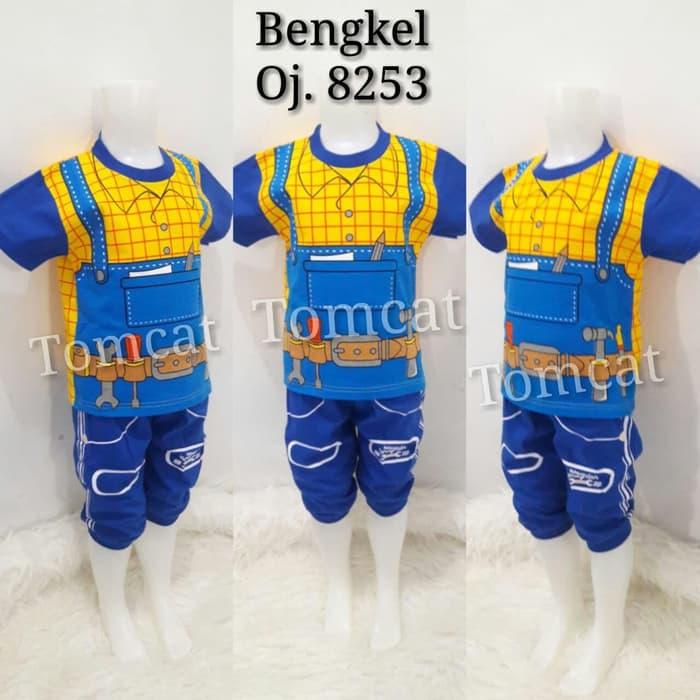 Baju Profesi Anak Montir Mekanik Setelan Kaos Joger