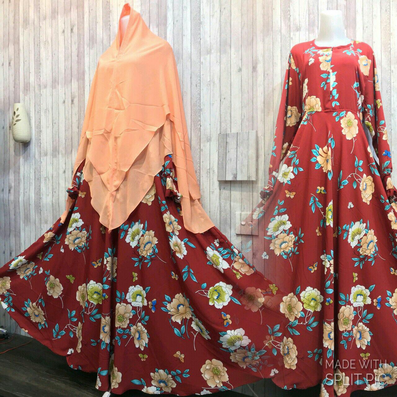 Adzra Gamis Murah syari /busana muslim wanita - Khanza Dress - Maroon