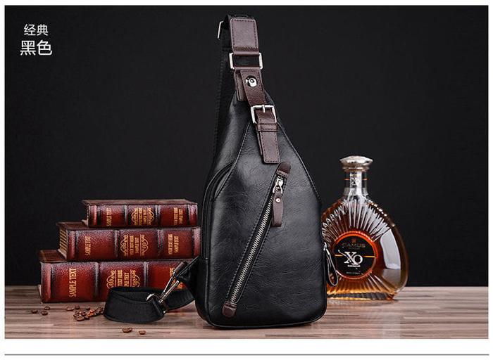 Tas Pria & Wanita - Tas Selempang Slempang Pria & Wanita Impor Import Slingbag Katy Kulit - Hitam