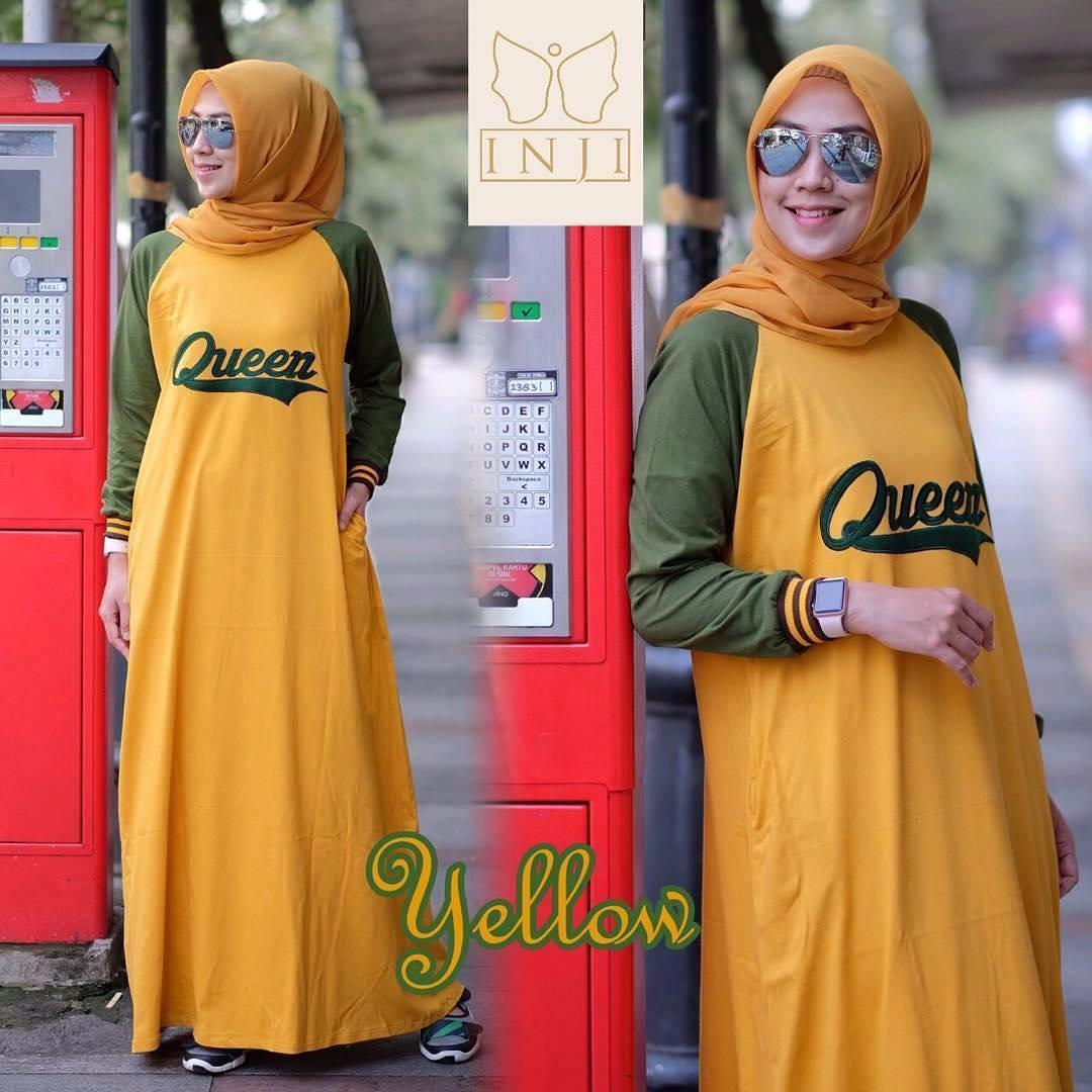 Baju Original Gamis Queen Dress Baju Panjang Muslim Casual Wanita Pakaian Hijab Modern Modis Trendy Terbaru 2018 