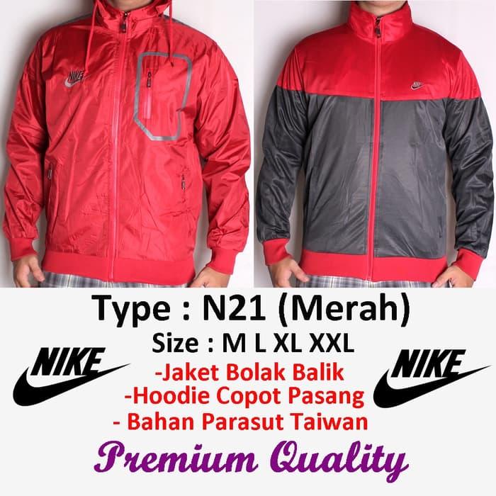 Best Seller!! JAKET NIKE WINDRUNNER DRIFIT BOLAK BALIK ,BARANG PREMIUM (N21 MERAH) - ready stock