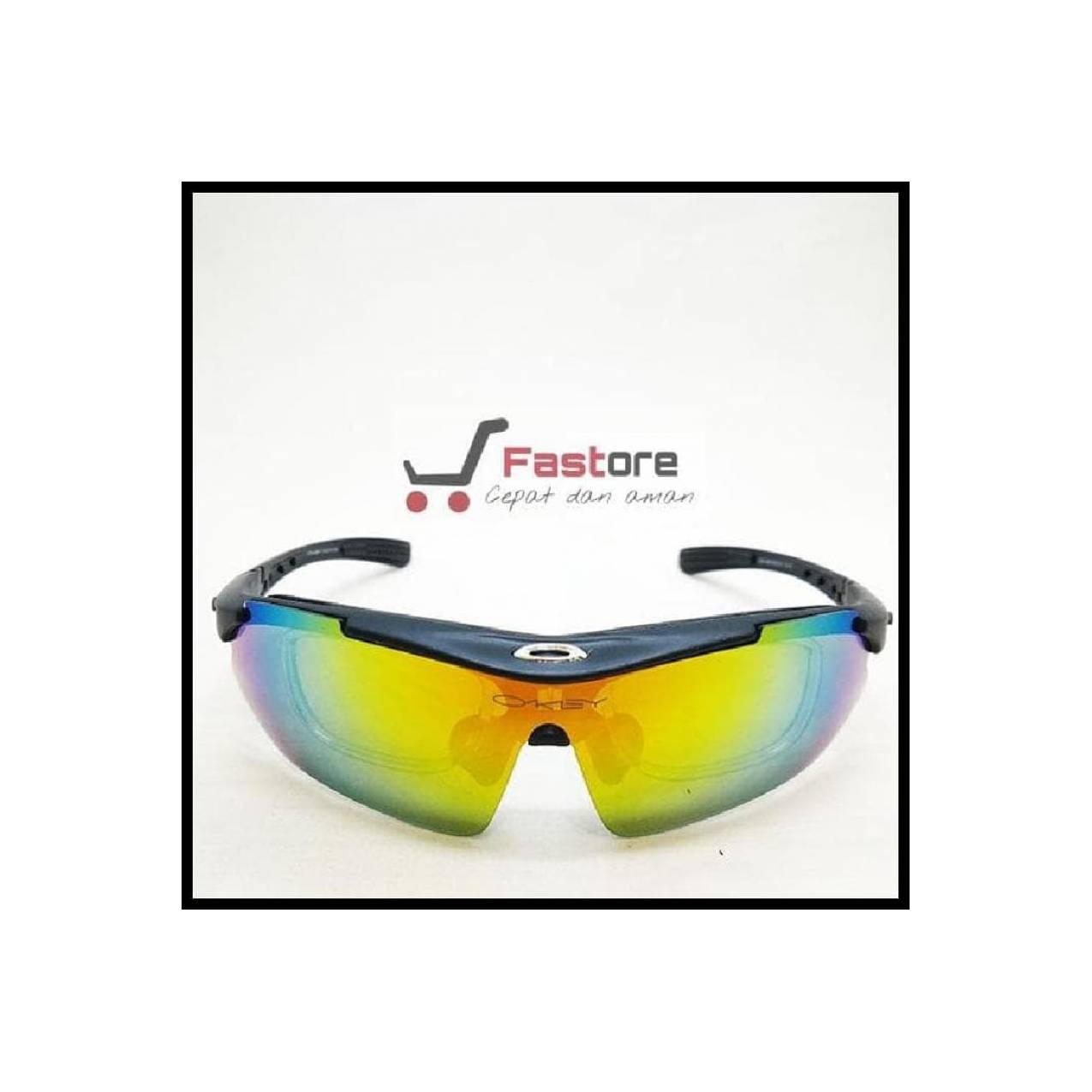 (Promo!) Kacamata Sport Oakley Quantum 5 Lensa - Gowes Sepeda Motor