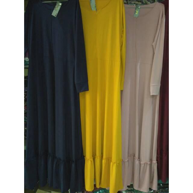 Jual Gamis Murah Canda Susun rampel satu bahan Jersey tebal (hijau Botol)