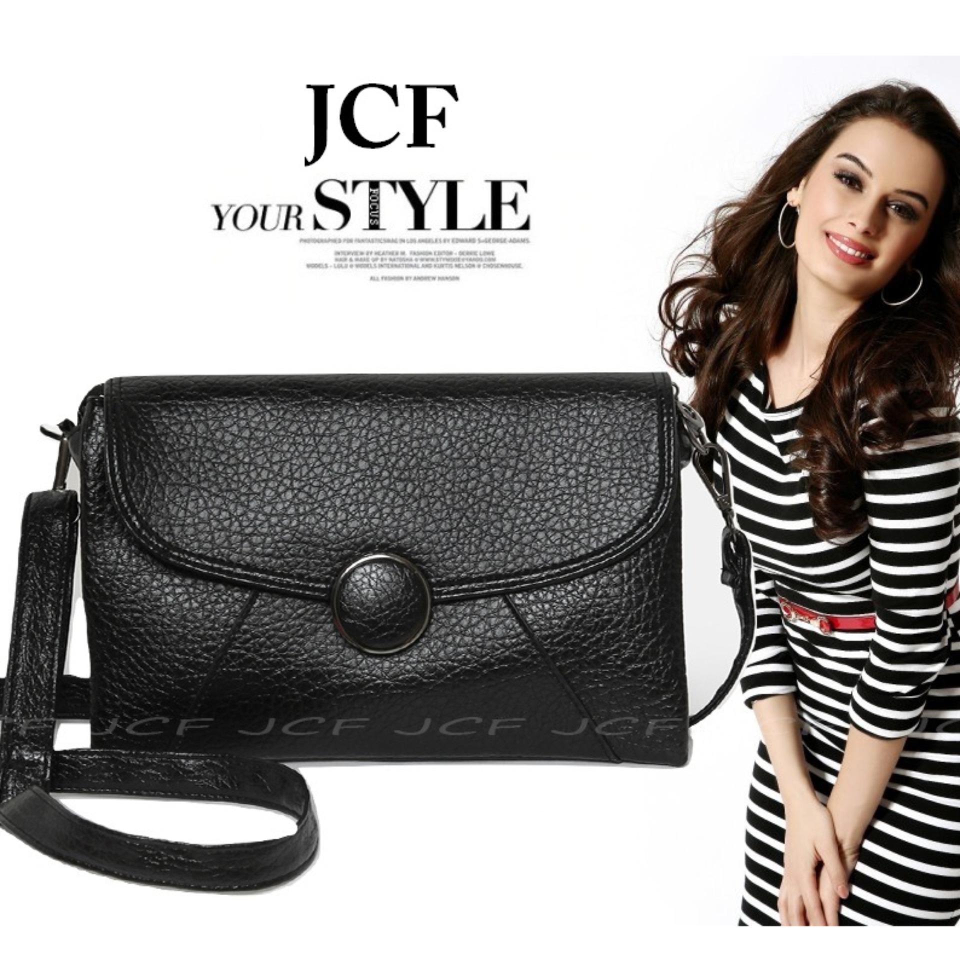 JCF Tas Import Selempang Wanita Dan Remaja Kulit Korea Cantik Elyta Taobao Hitam