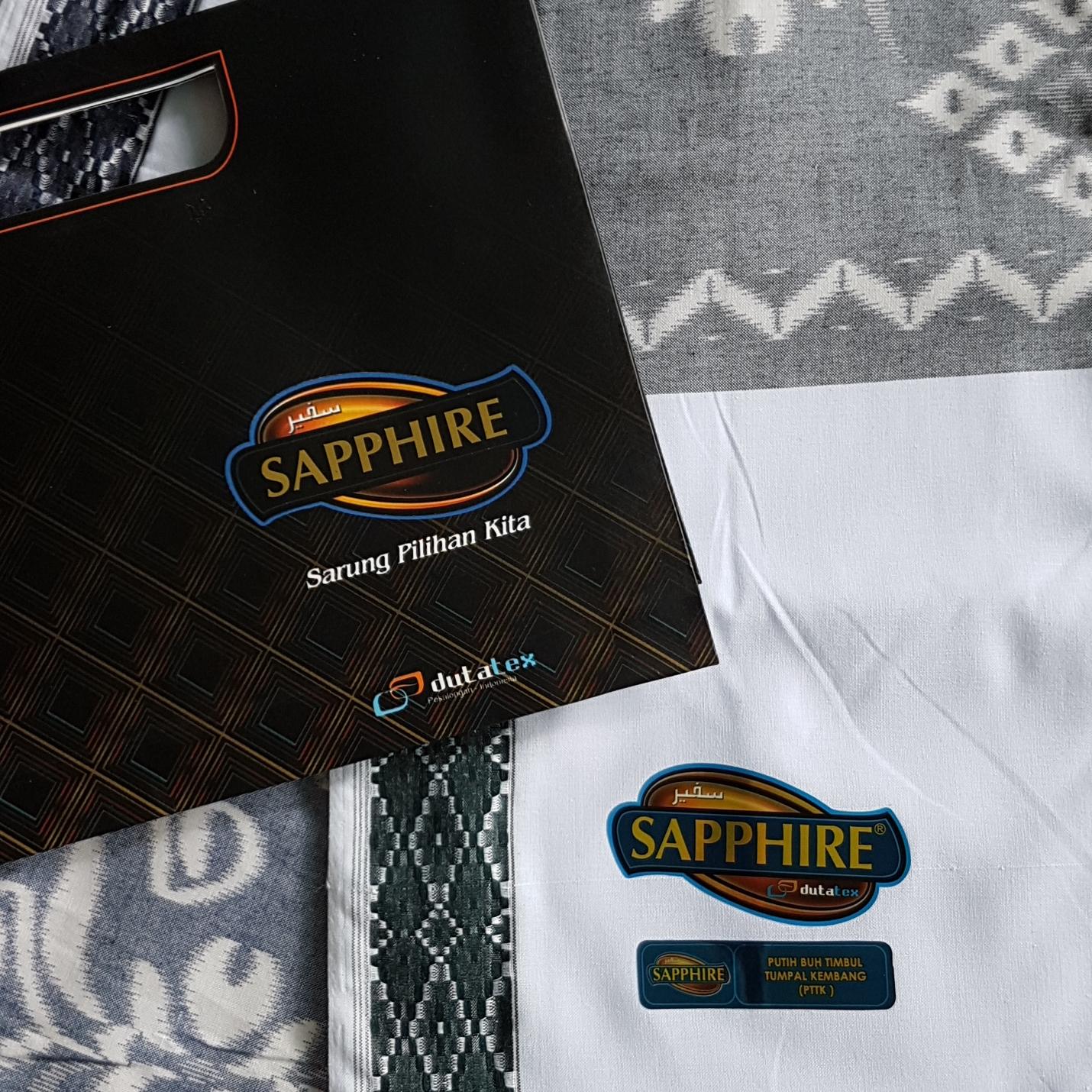 Sarung Saphire Sapphire Sapir Putih Tumpal Kembang