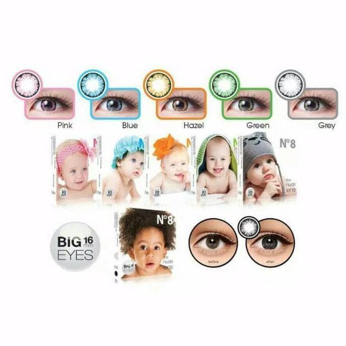 Softlens N8 Baby Big Eyes Hazel Diameter 16Mm Mata Normal Murah