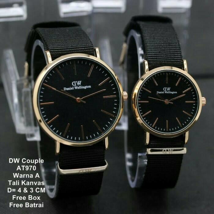 Jam tangan couple Kanvas Cornwall jtr 878 black gold / Jam tangan couple / jam tangan model terbaru / jam tangan murah / jam tangan casual / jam tangan modis / jam tangan elegant