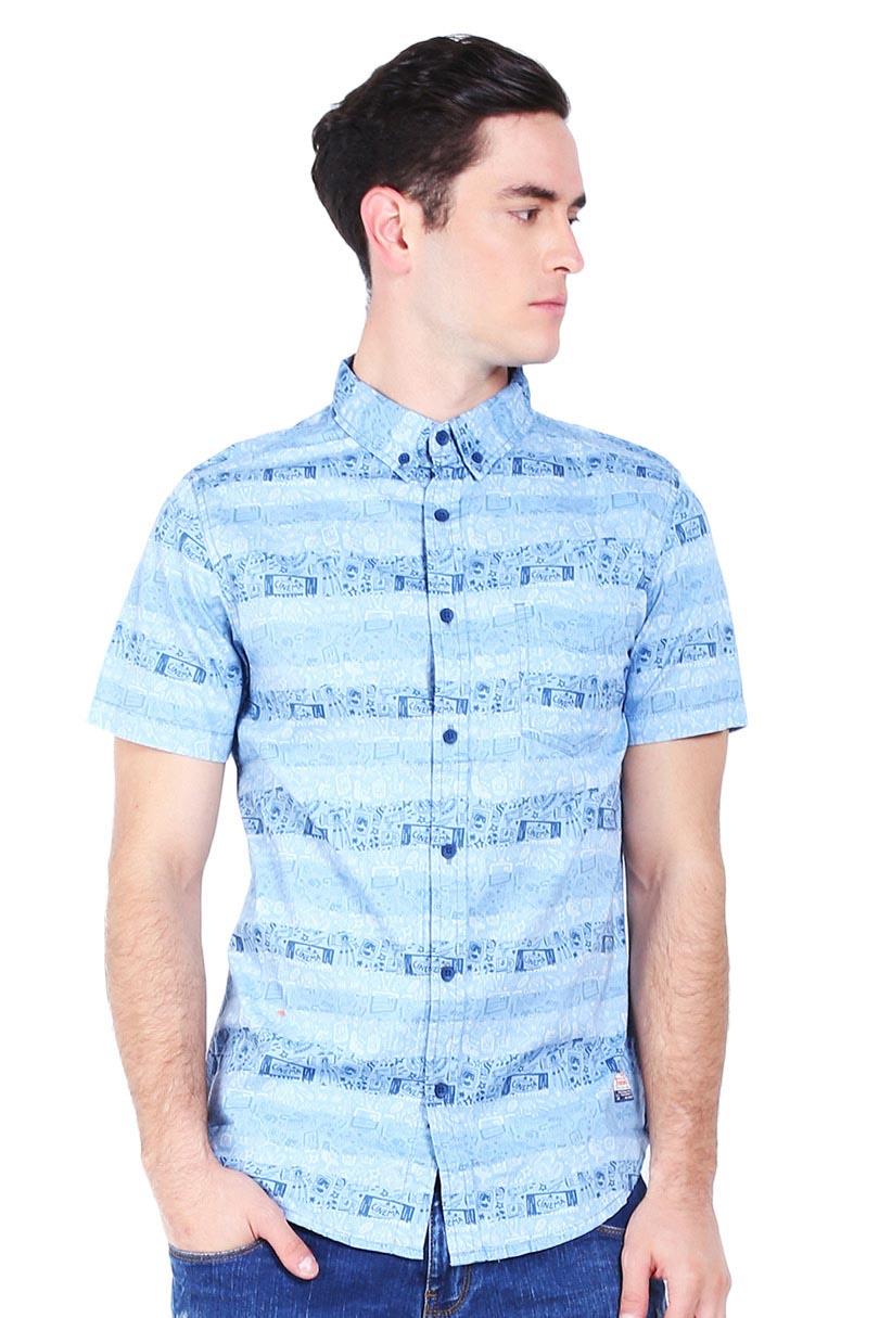 3 second Pakaian Atasan Kemeja Pria MEN SHIRT BLUE