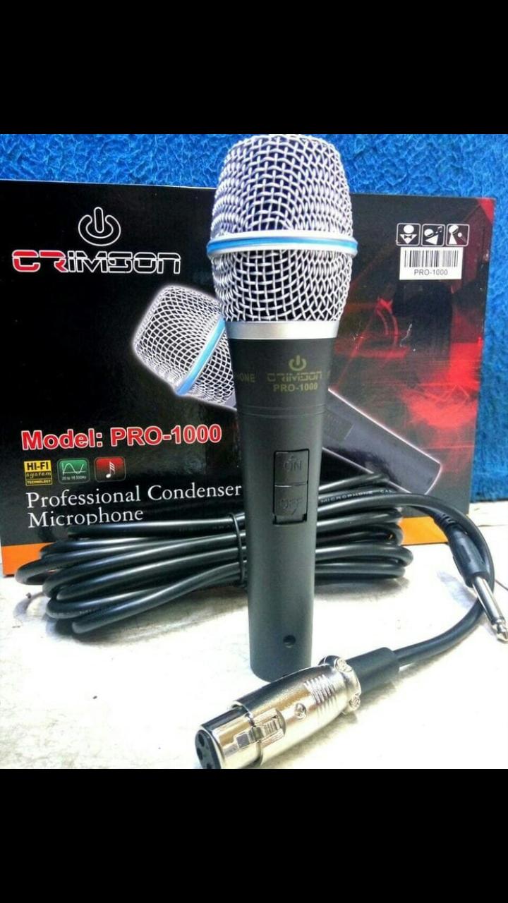 Crimson pro 1000 Mic Condensor mik microphone kabel cabel peka sensitif audio musik karaoke sound system suara LETS BONUS GRATIS ONGKOS KIRIM