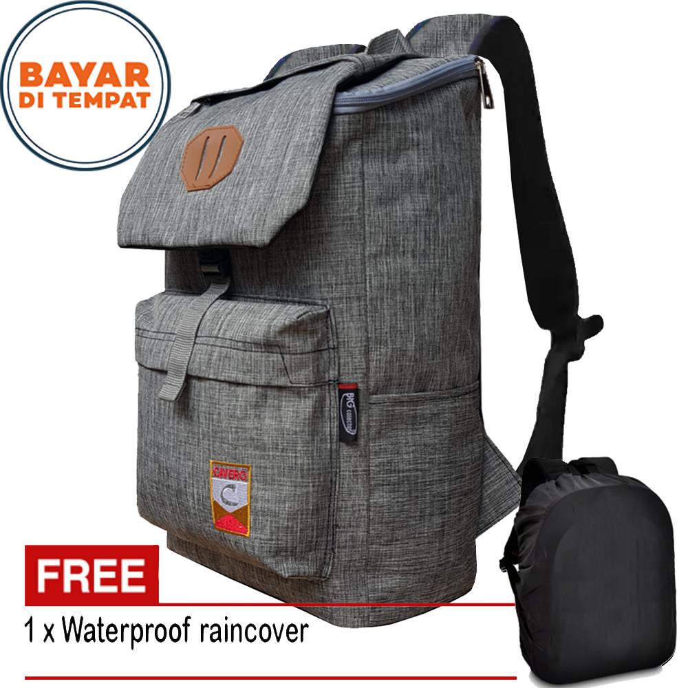 Tas Pria Tas Ransel Pria Tas Wanita Tas Ransel Wanita Tas Korea Tas Ransel Korea Tas Sekolah Tas Ransel Wanita Korea Tas Pria Murah Tas Wanita Murah Tas Pria Korea Tas Laptop Tas Punggung Tas Kerja Pria Tas Tabung C1056 Bahan Kanvas - Grey + Raincover