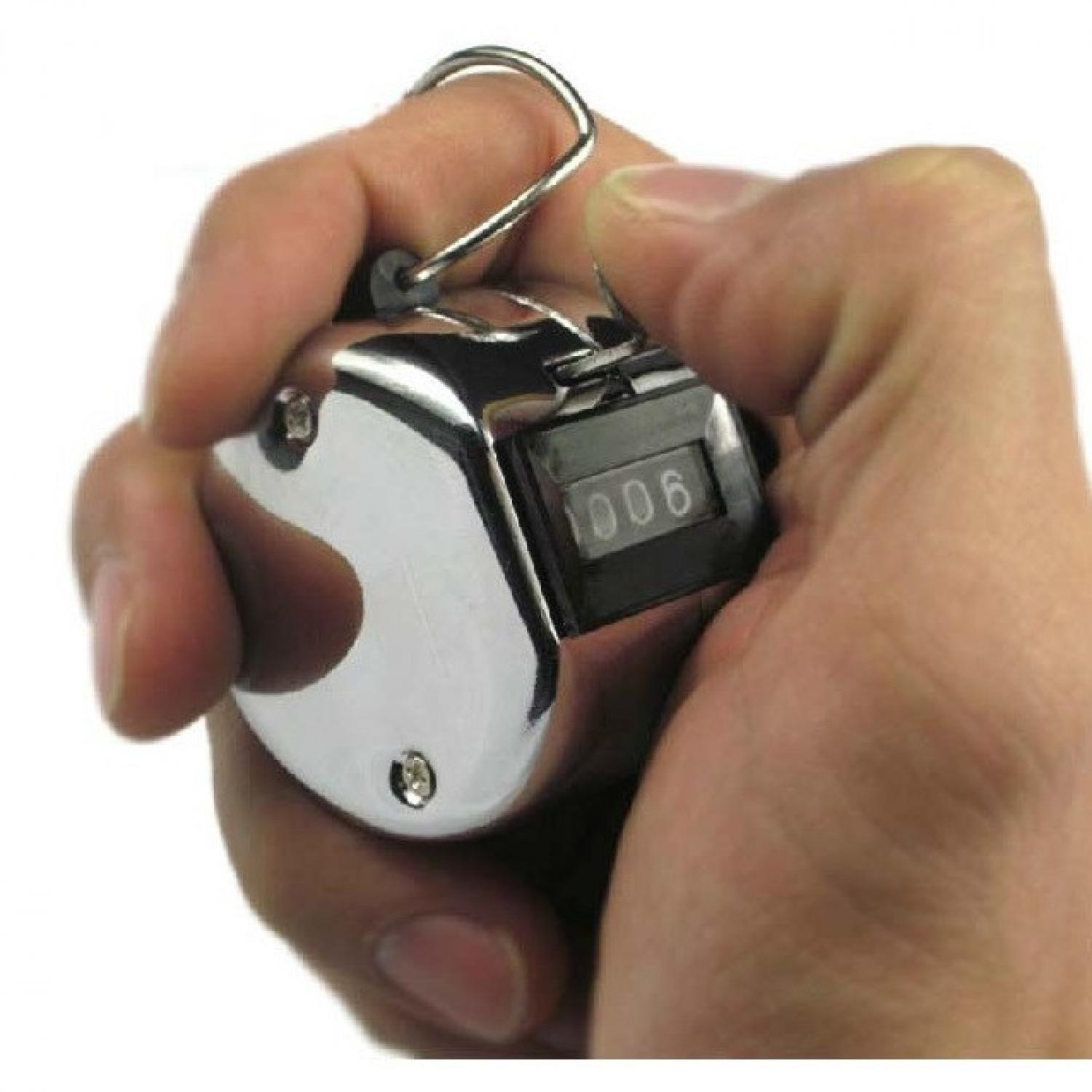 Mechanical Manual Round Hand Counter Human Traffic 4 Digit / Alat Penghitung Jumlah Kedatangan Orang Secara Berkala Alat Bantu Hitung Manual Barang Dzikir Tasbih Olahraga Akuarat Mini s8873 - Silver