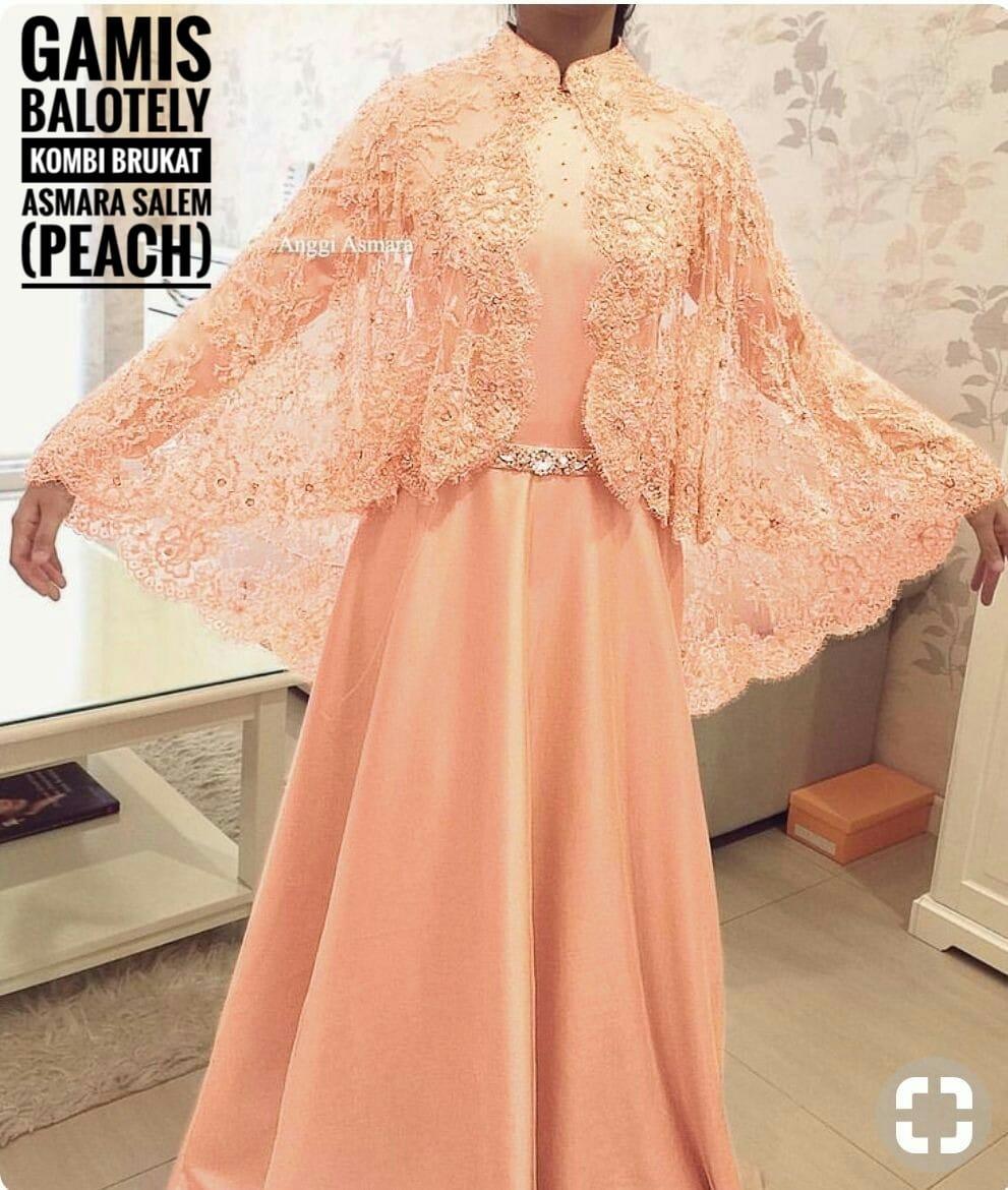 GAMIS BALOTELI BEST SELLER / GAMIS BRUKAT MURAH ASMARA WARNA PEACH
