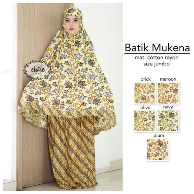 BATIK MUKENA Motif Bunga Kekinian Fashion Muslim Wanita Jumbo Mukenah Murah Katun Yosheviens Elsire (BRICK)
