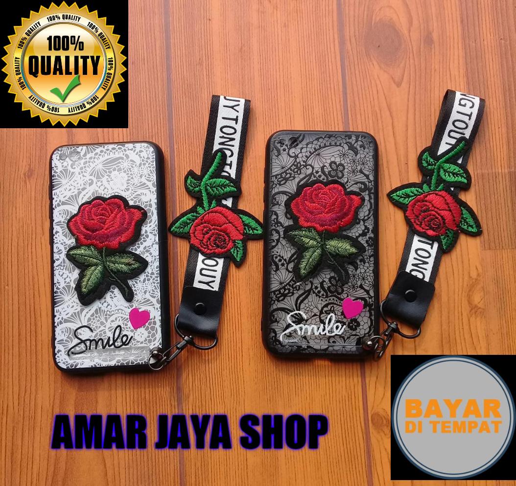 Redmi 5A - Softcase Karakter 6D Bungga Mawar TIMBUL + Gantungan Tali Bungga Mawar --