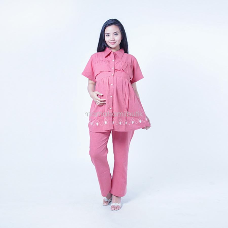Mama Hamil Baju Ibu Hamil Menyusui Setelan Kerja Rempel Full Kancing - Baju Ibu Hamil - Setelan Baju Kerja - Baju Ibu Hamil Kantor - Baju Hamil Murah - Baju Hamil Surabaya - Setelan Hamil Kantor - Celana Hamil Murah - Celana Hamil Surabaya - STD 83