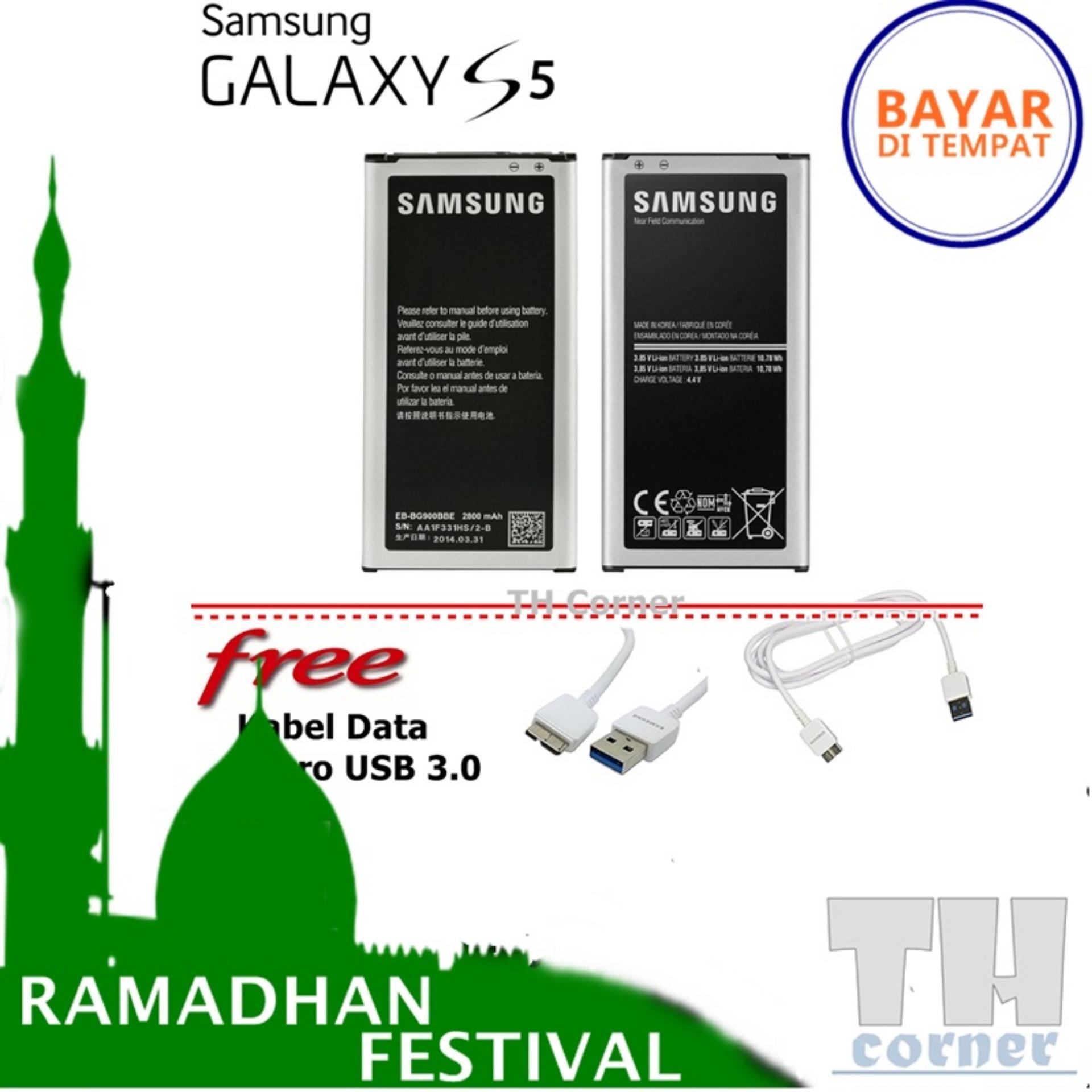 Samsung Original baterai for Galaxy S5 G900 + free Kabel data Micro USB 3.0