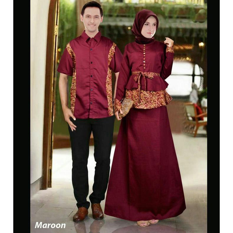 Kenzmal Maxi Gamis Dress Muslim Batik Couple Pasangan Tatiana Untuk Pesta - Tersedia 3 warna