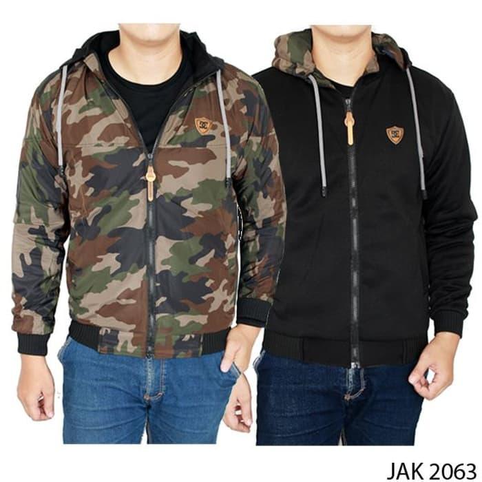 PROMO Jaket Bolak Balik Loreng Hijau Taslan - JAK 2063