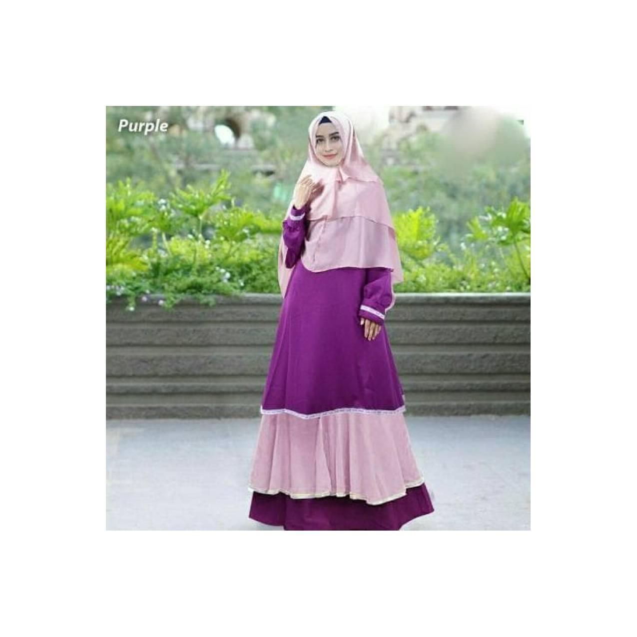 gamis anaya purple baju muslim maxi bergo baju wanita remaja ungu Tm