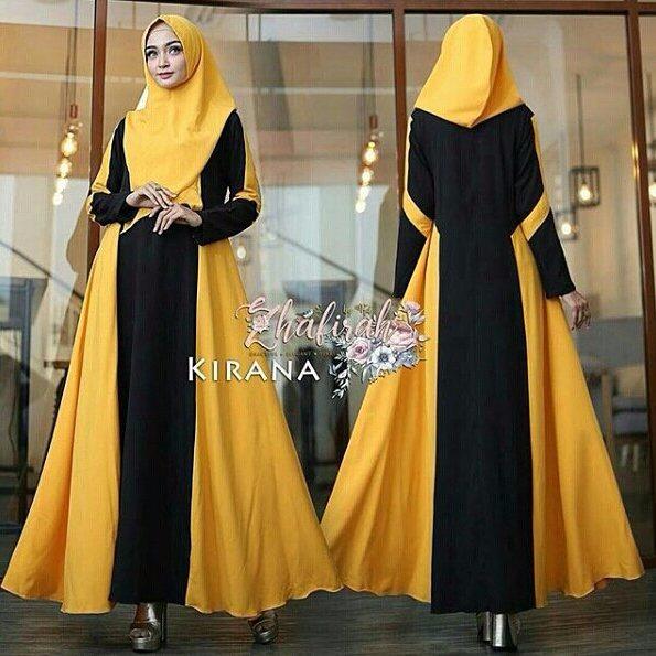 Baju Original Gamis Kirana Syari Dress Baju Panjang Muslim Casual Wanita Pakaian Hijab Modern Modis Trendy Terbaru 2018