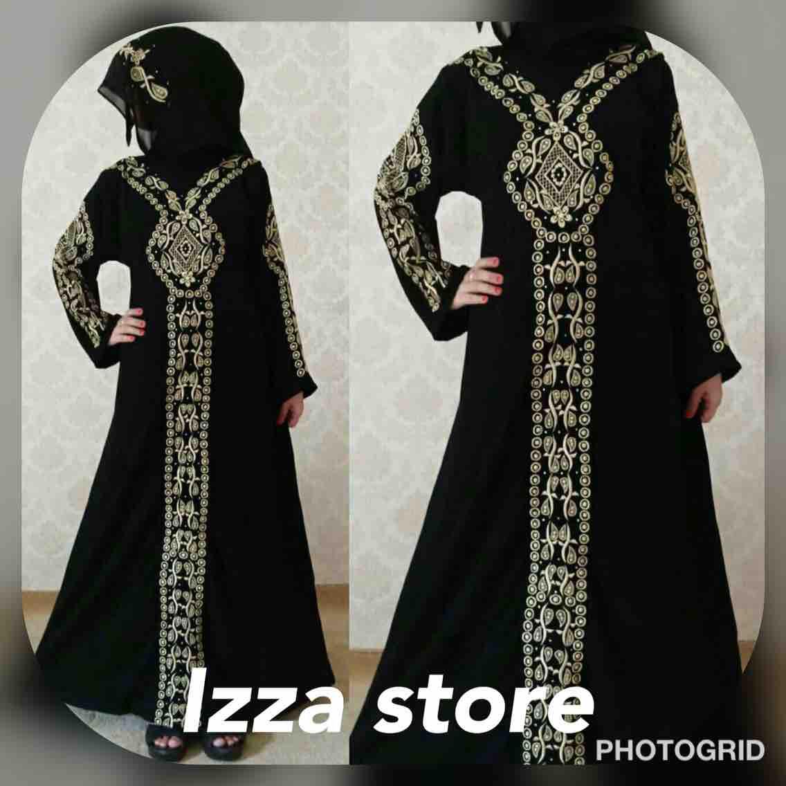 Gamis abaya arab hitam / bordil tengah