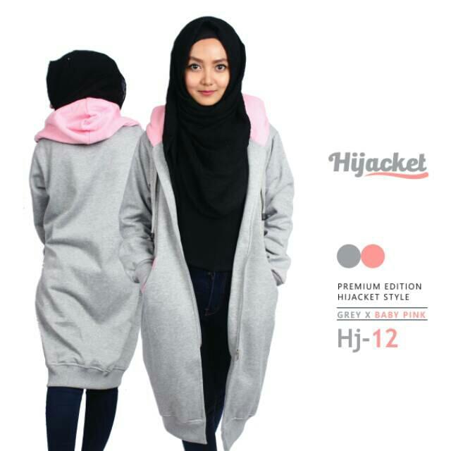 Hijacket jaket hijab muslimah navy pink bahan premium kwalitas distro