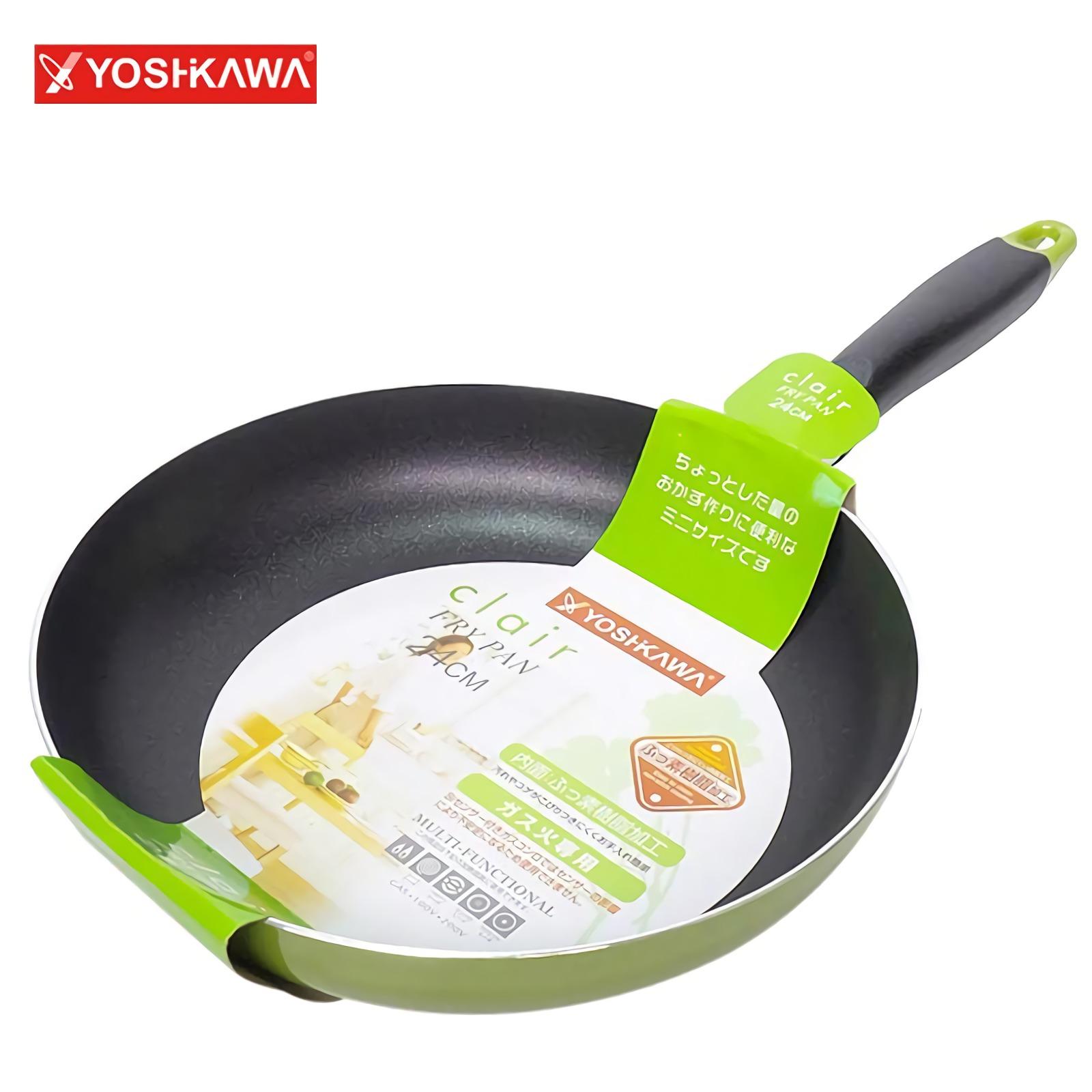 YOSHIKAWA Teflon Penggorengan 24 CM Frying Pan EVL-CL-12-12 Hijau