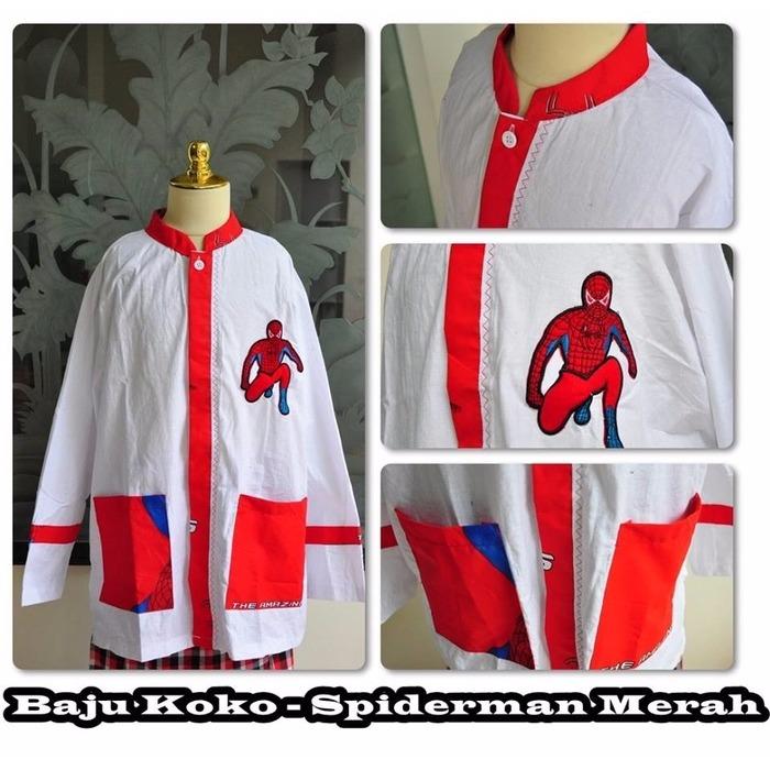 KOKO SPIDRMAN MERAH SIZE / BAJU KOKO KARAKTER ANAK TERMURAH DAN BERKUALITAS