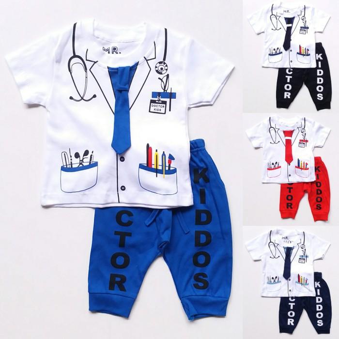 Promo Baju Setelan Anak Bayi Laki Cowok Kaos Jas Dokter Stetoskop Sablon Berkualitas