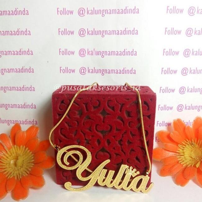 Jual Kalung Nama Gold Lapis emas 24 karat Model 3D bisa cetak sesuai nama
