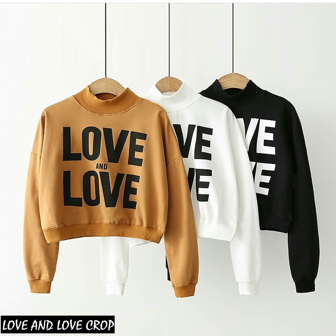 LOVE AND LOVE CROP ||| nouska shop ||| grosir jaket sweater baju atasan blouse rajut hijab terbaru kekinian cewek wanita murah |||