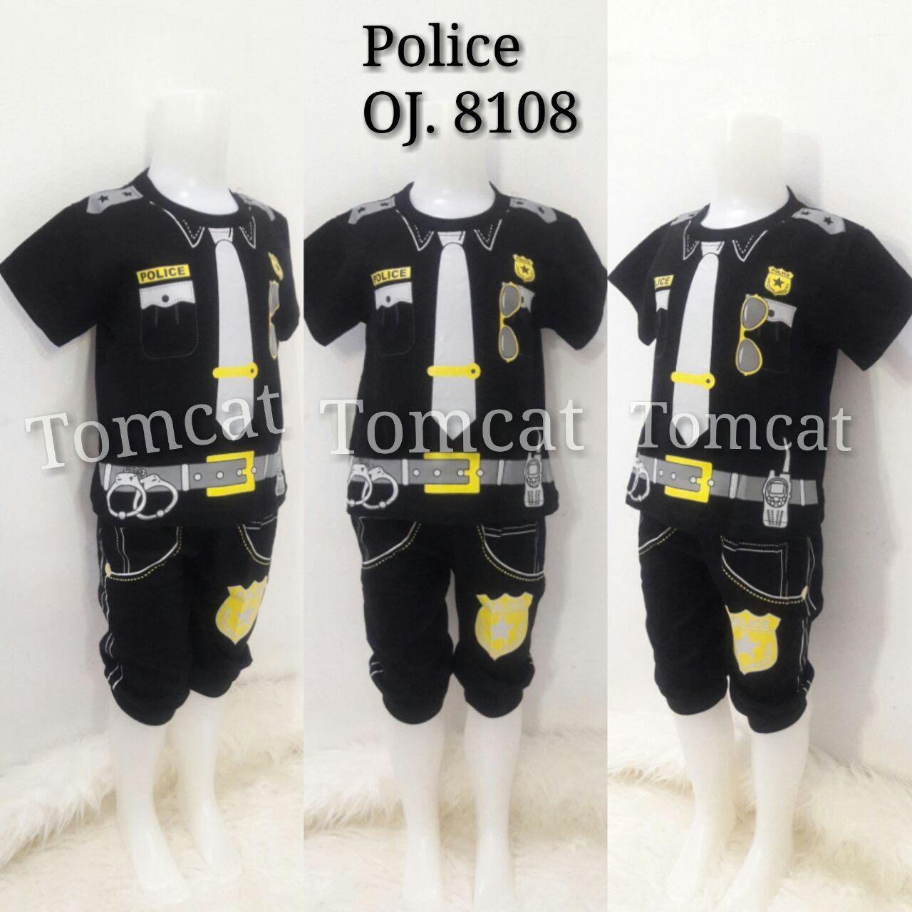 Baju Profesi Anak Polisi Hitam Setelan Kaos Joger