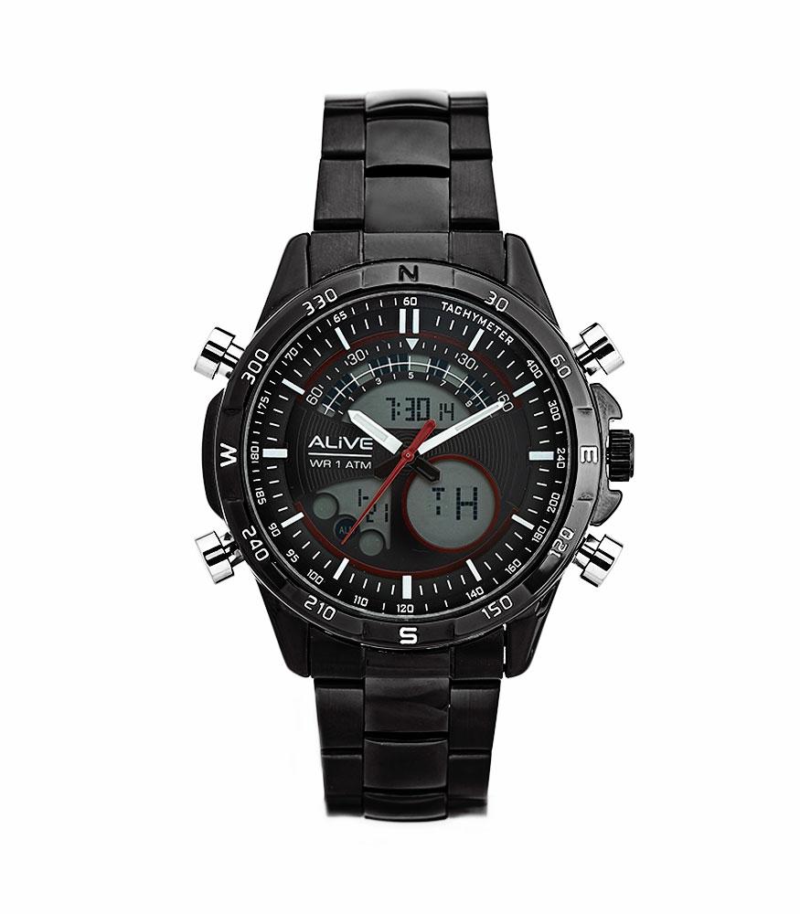 Alive Jam Tangan Pria Quavas Black-Gal316B5