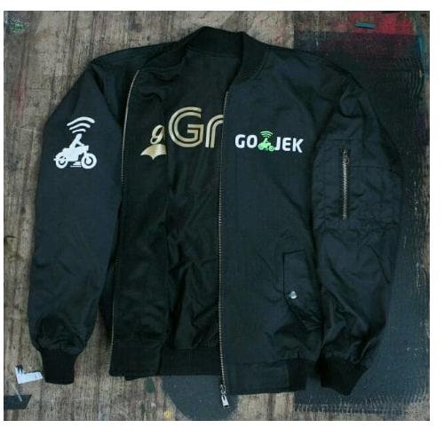 Jaket Bomber Bolak Balik Double Job Gojek Grab Gold