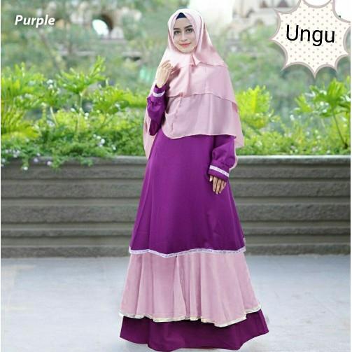 Cuci Gudang !!! Gamis Syari Sanaya Purple Baju Muslim Maxi Bergo Wanita Remaja Ungu Tm