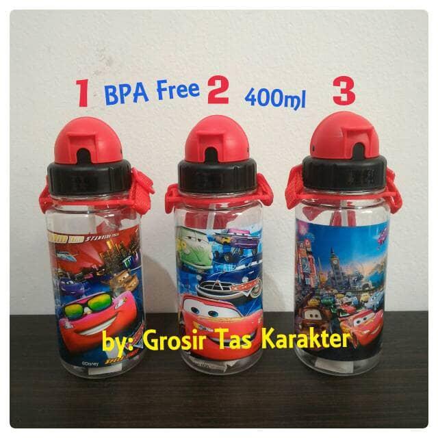 Tempat Botol Minum Anak Cowok Karakter CAR MC QUEEN 400ml Bekal Sekola