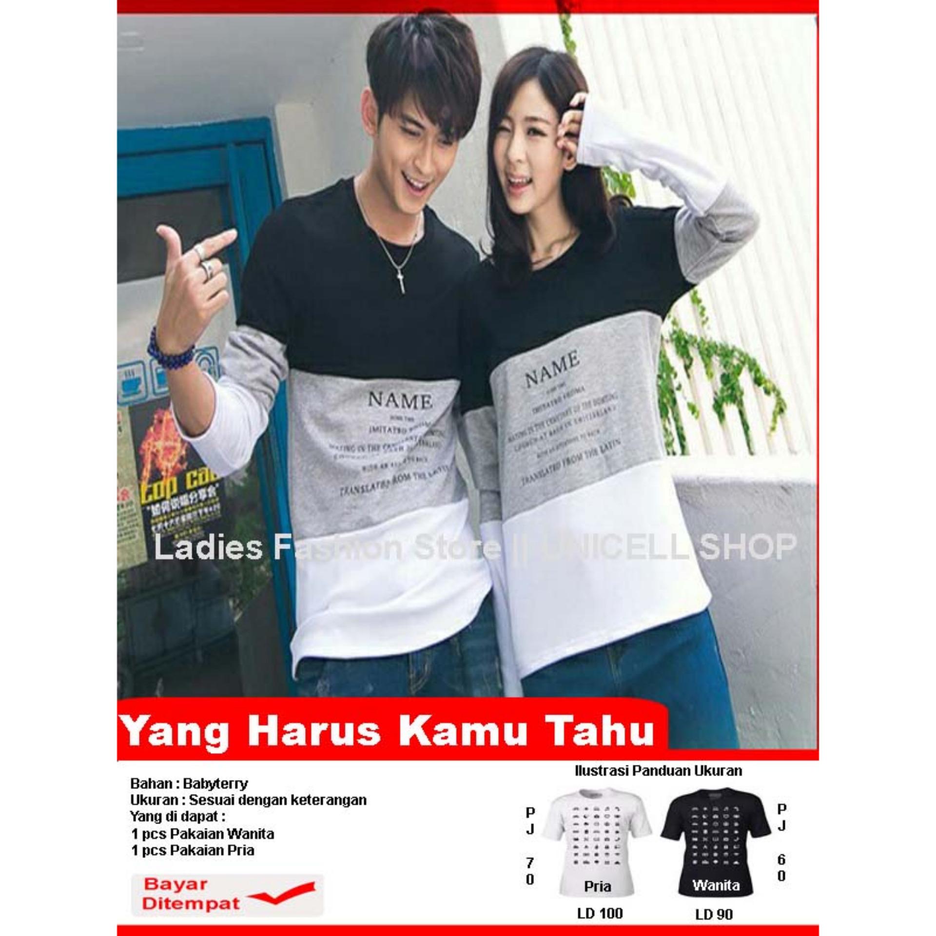 Baju Pasangan Lengan Panjang Cewek dan Cowok / Kaos Casual Kembar / Sweater Couple Pasangan / T-shirt Pasangan / Pakaian Kembar Murah / Baju Murah / Kaos Pria Wanita / Atasan Wanita / Atasan Cowok / Atasan Cewek / Baju Murah Adem / LC (MENA) - ABU HITAM