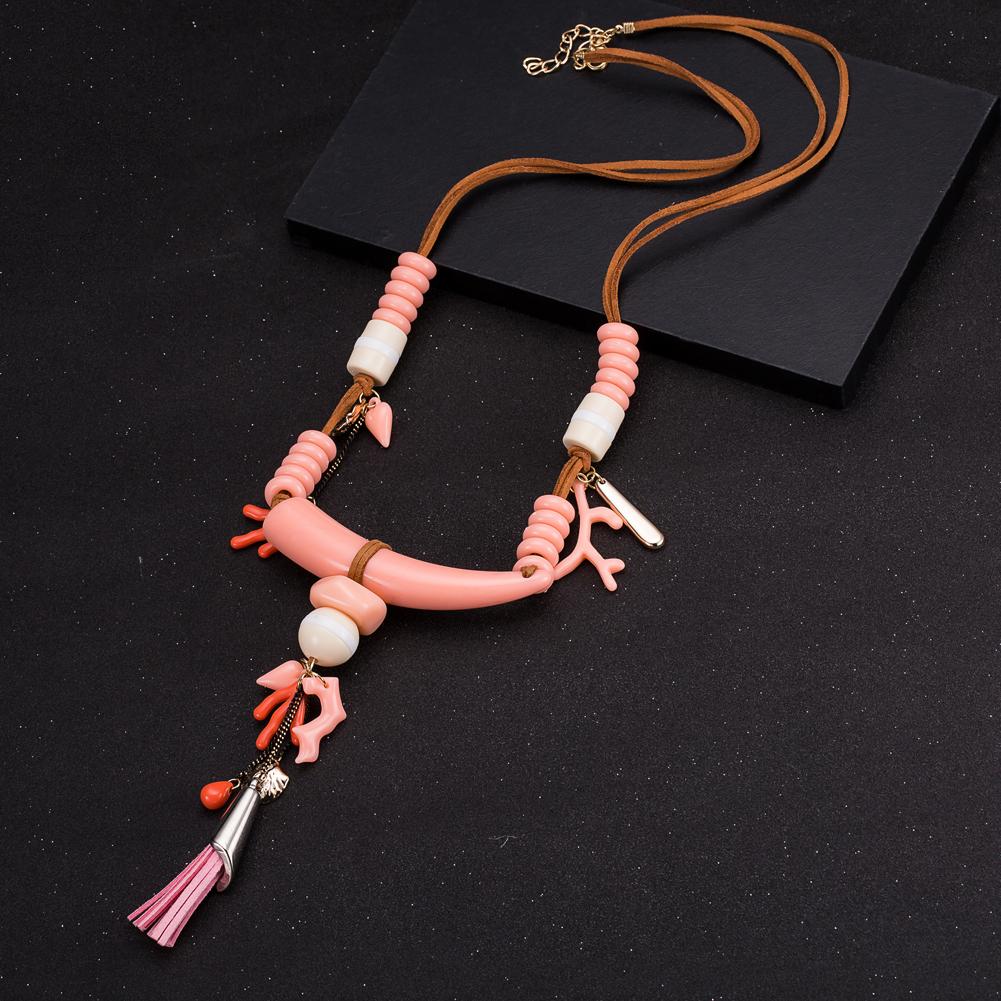 Jual panas berlebihan aksesoris merek grosir fashion paduan resin Kalung ekspor FSN279-C pink FSN279