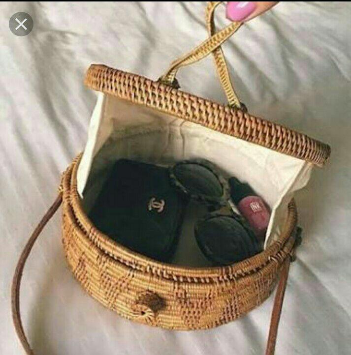 Tas rotan bali bulat diameter 20 cm