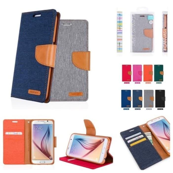 HARGA DISKON!!! Samsung A8 Plus A8+ Flip Cover Case Canvas Godspery Mercury Dompet - tp9voP