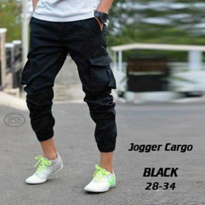 Celana Jogger Kargo Hitam - Cargo Joger Black - PDL Sweatpants Chino