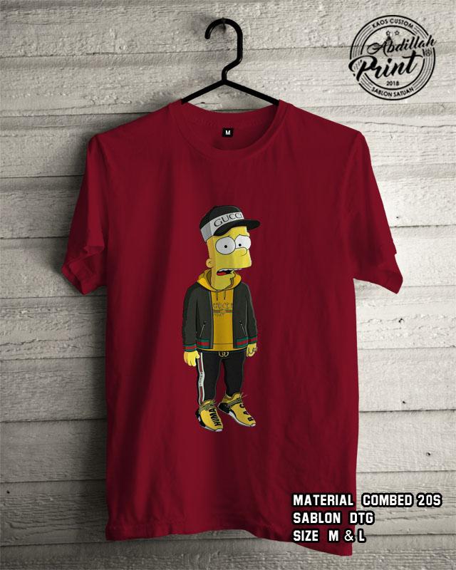 Kaos Distro Custom Design T Shirt Casual Atasan Pria Wanita Cotton Combed 20s Sablon DTG Quality Export - The Simpson Anime Cartoon - Marun